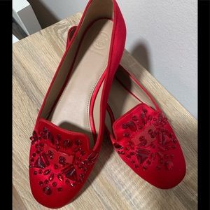 Very unique,fancy red flat shoes